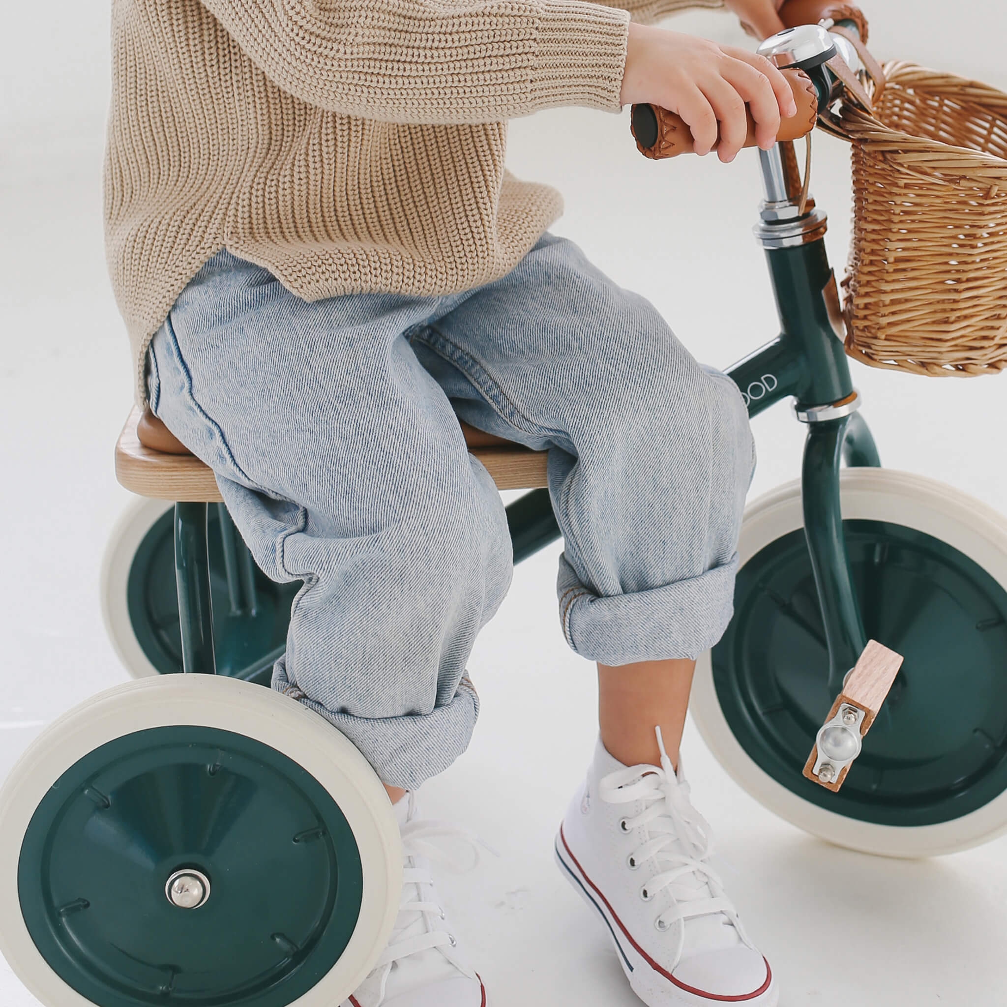 Child on Banwood Children's Trike in Green