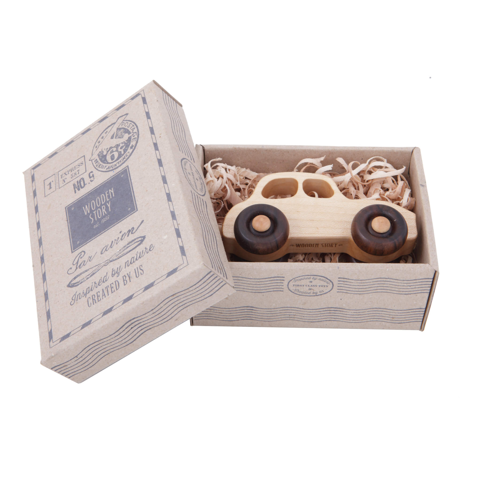 Wooden Story 1950's Style Car In Packaging