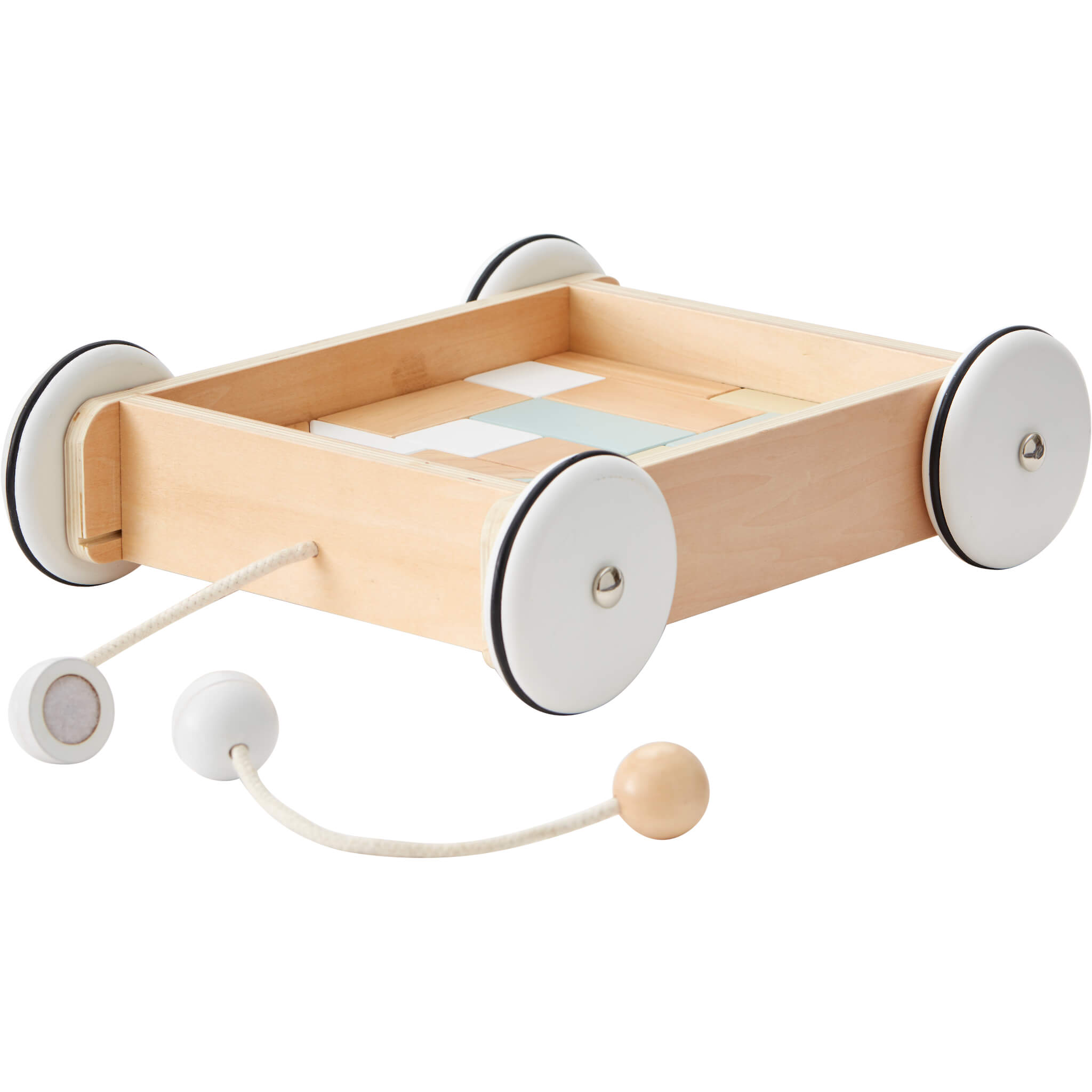 Kids Concept Pull Along Wagon With Blocks